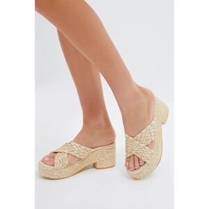 Beach by Matisse Reflection Sandals Womens 9 Natural Raffia Braided Platform